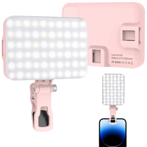 Lampe selfie/vidéo d'appoint, 60 LED, 3 modes d'éclairage réglables, rose 2