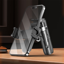 Mini treppiede con rotazione a 360 gradi per selfie stick del telefono, colore bianco.