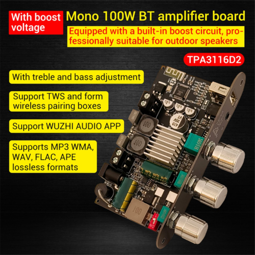 ZK-1001U DC 9-24V mono 100W Bluetooth versterkerprintplaatmodule 2