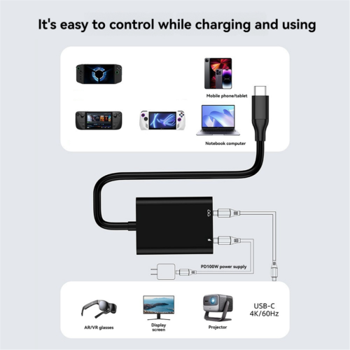 Hub di docking USB C per occhiali AR per smartphone e tablet, colore nero 1