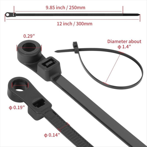 Kabelbinders van 30 cm (100 stuks) met schroefgat 2