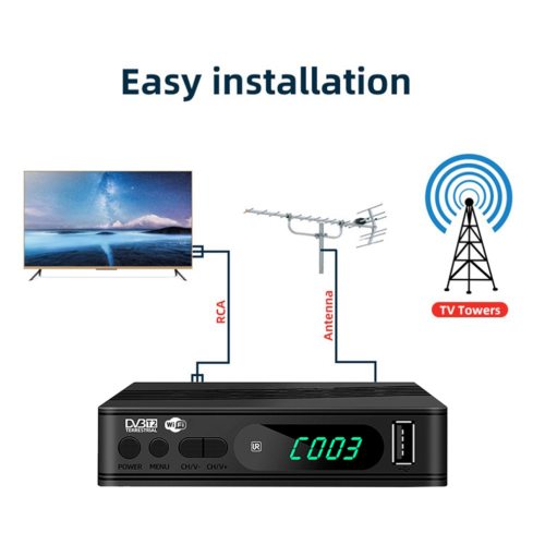 Δέκτης τηλεόρασης DVB-T2 με βύσμα EU, επίγειο WiFi Dongle 1080P HD, αποκωδικοποι 2
