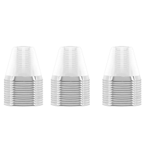 Plastikbecher, 9 oz, harter Einwegbecher, silberner Rand