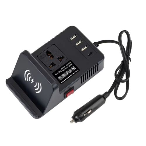 12/24V auto USB snellader/omvormer zwart