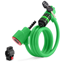 Candado para bicicleta con luz, contraseña de seguridad de 5 dígitos, color verde