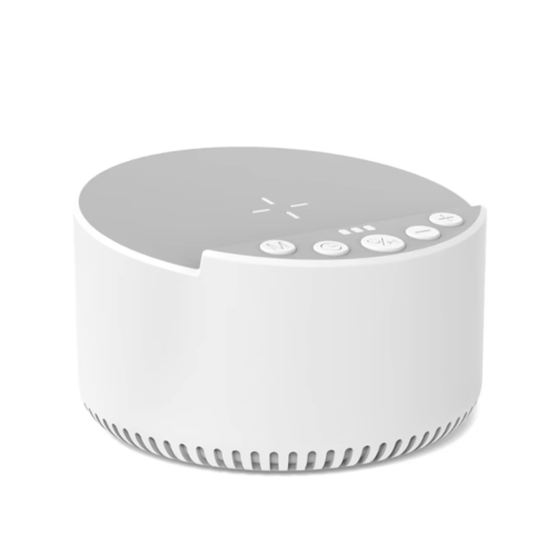 Mini draagbare Bluetooth-luidspreker met witte ruis en 15W snelladen.