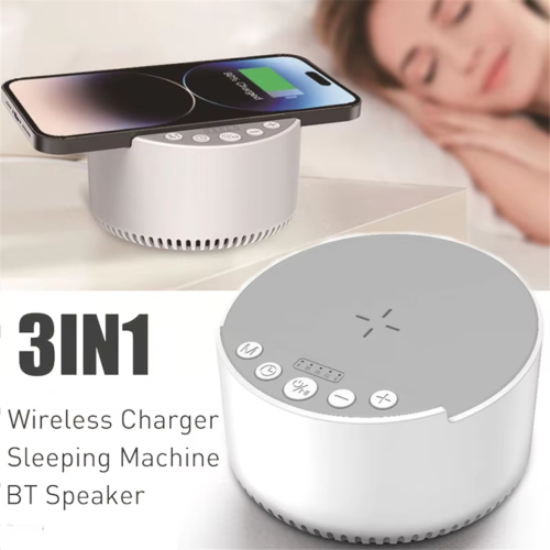 Mini draagbare Bluetooth-luidspreker met witte ruis en 15W snelladen. 2