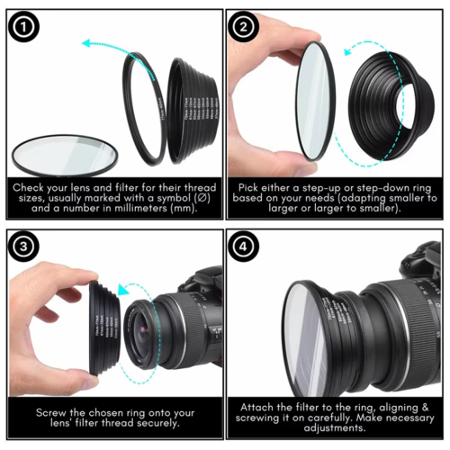 18pcs Filter Step Up Rings Adapter High Quality 2