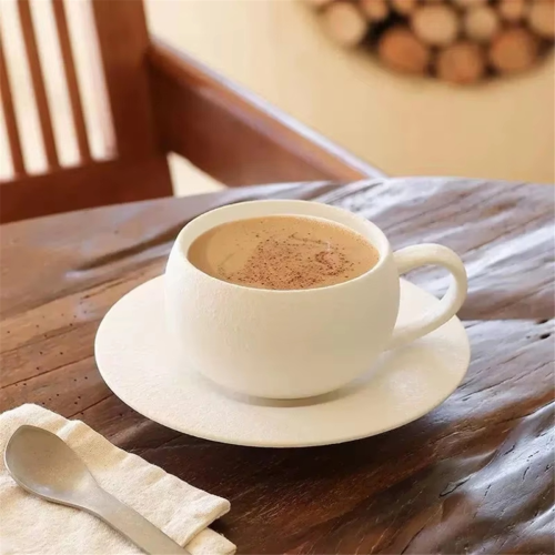 280ml Ceramic Coffee Mug with Saucer & Egg Design A 2