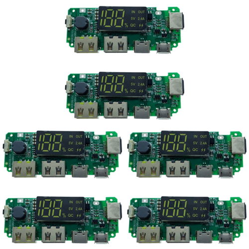 LED Dual USB 5V 2,4A Micro/Type-C USB Powerbank-Ladegerätplatine (2 Stück)
