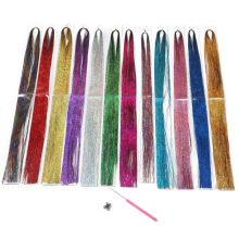 Haarglitzersträhnen mit Werkzeugen, 12 Farben, Haarglitzersträhnen-Set