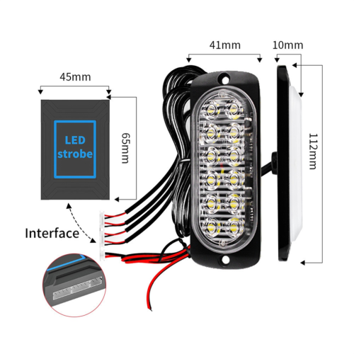 Fahrzeugfrontbeleuchtung 12V/24V Notfall-Blitzwarnleuchten mit 12 LEDs 1