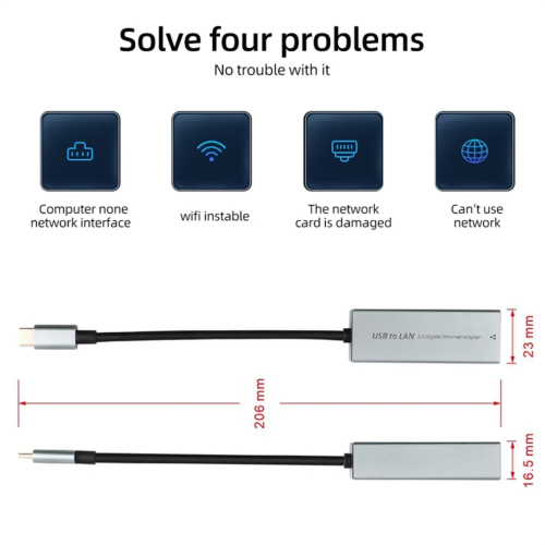 2500-Mbit/s-USB-Netzwerkadapter, Ethernet-Adapter 2,5 Gbit/s Gigabit Typ-C 2