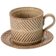 Set da tè in ceramica da 280 ml con piattino - Gres in stile retrò per uso domestico