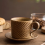 280ml Ceramic Tea Cup Set with Saucer - Retro Stoneware Home Use 3