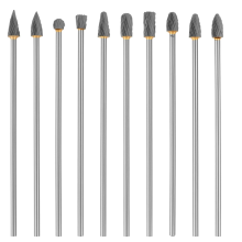 10-teiliges Set langer Hartmetallfräser, 1/8-Zoll-Schaft, doppelseitig zum Schleifen geeignet