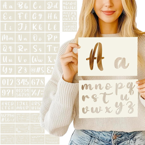 50 stencil per calligrafia con alfabeto - Riutilizzabili 1
