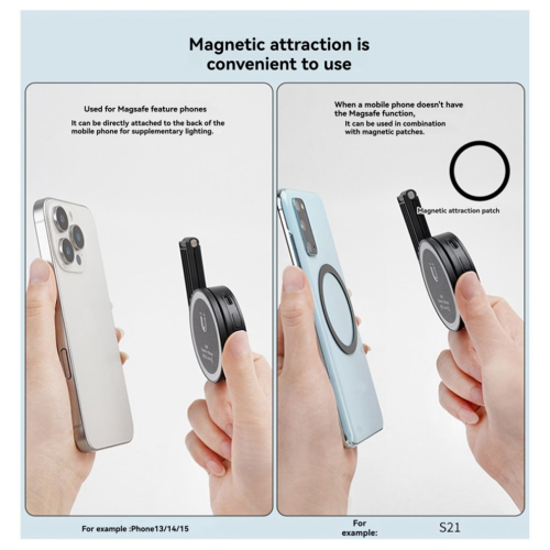 Mini lampe frontale LED magnétique portable pour selfies, 3 modes d'éclairage 2