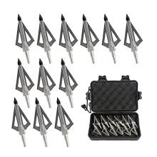 Lot de 12 pointes de flèches de chasse à l'arc, 100 grains, 3 lames, pour arbalète