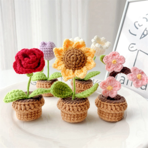 C Handgestrickte Topfblumen Häkelarbeit 1