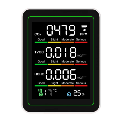 Binnenluchtkwaliteitsmonitor, CO2-monitor/temperatuurmeter wit 1