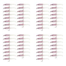 Angelköder-Imitat mit Haken, Aal-Imitat, 5 cm/0,6 g, 15 Stück, rosa
