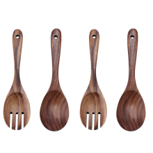 Cubiertos de ensalada de madera para utensilios de cocina antiadherentes, 2 piezas