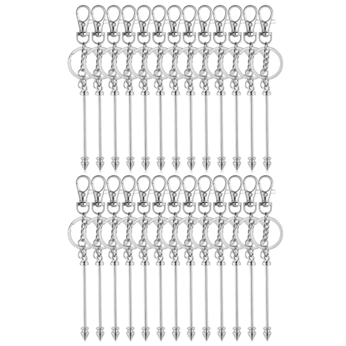 26 Pcs Beadable Keychains, Silver Keychain Making Kit