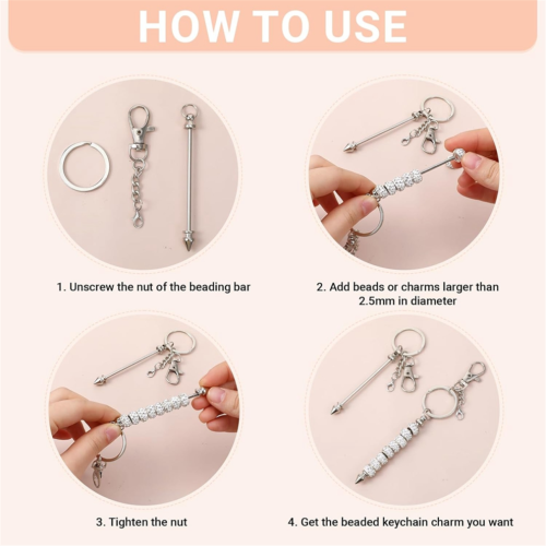 26 Pcs Beadable Keychains, Silver Keychain Making Kit 2