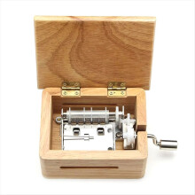 Caja de música de 15 tonos con manivela y perforadora de cinta de papel, caja de madera