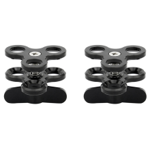 2 soportes de montaje con clip de mariposa para brazo de luces de buceo de 3 agujeros, color negro