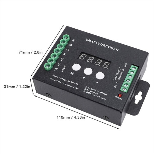 LED-decoder, DMX512 RGBW-controller, 15 ingebouwde lichteffecten 1