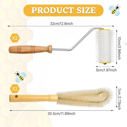 4 Pcs Honey Extractor Uncapping Needle Roller Tool with Wood Handle 2