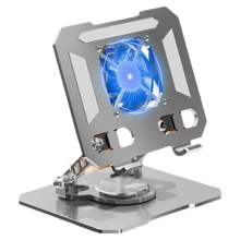 Multifunctionele tabletkoelventilator met standaard, opvouwbaar en verstelbaar voor op het bureau.