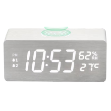 Reloj calendario LED de madera con carga rápida de 15 W B