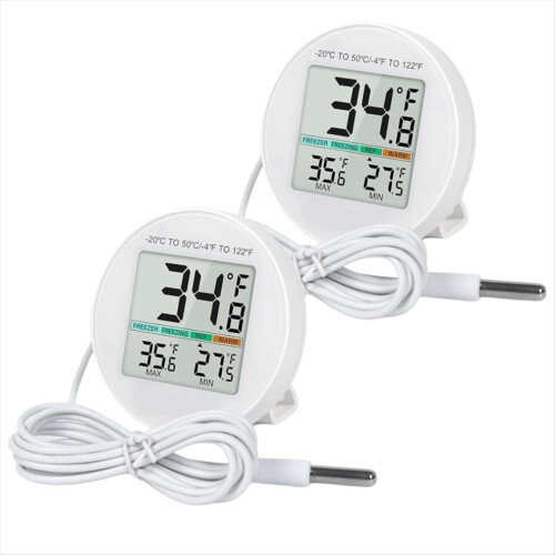 Termómetro para refrigerador (paquete de 2) con sensor externo