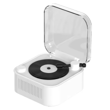 Vintage-levysoitin Langaton Bluetooth-kaiutin Pitkä Akku Valkoinen