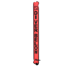 Markeerboei voor duiken met haak, worstvormige signaalbuis, rood