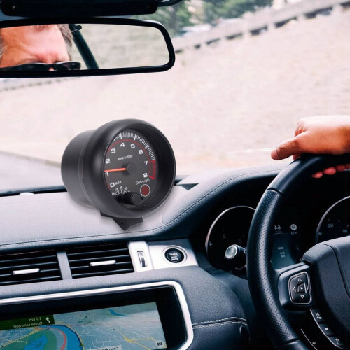3.75 inch 12V White LED Backlit Tachometer Gauge with Red Shift Light 2