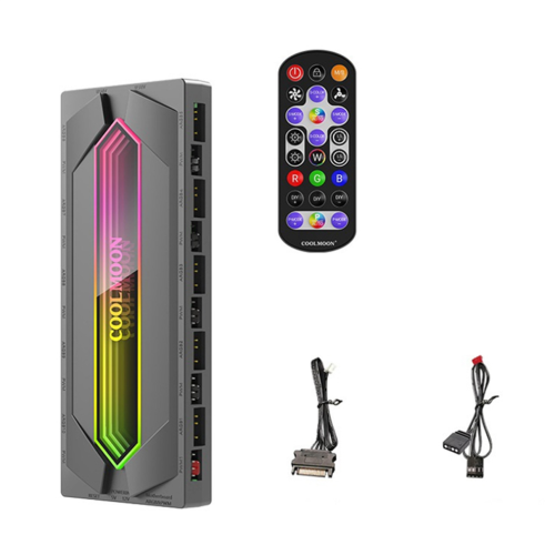 Hub controller ARGB e PWM 22 in 1 da 5 V a 3 pin, colore nero, per ventole PWM.