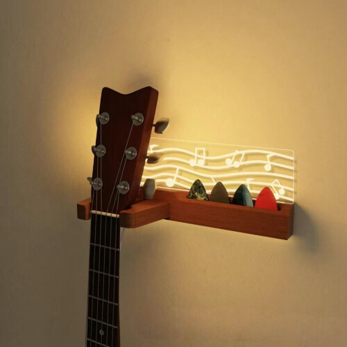 Väggfäste för gitarr Väggfäste för gitarr med LED-lampor 1