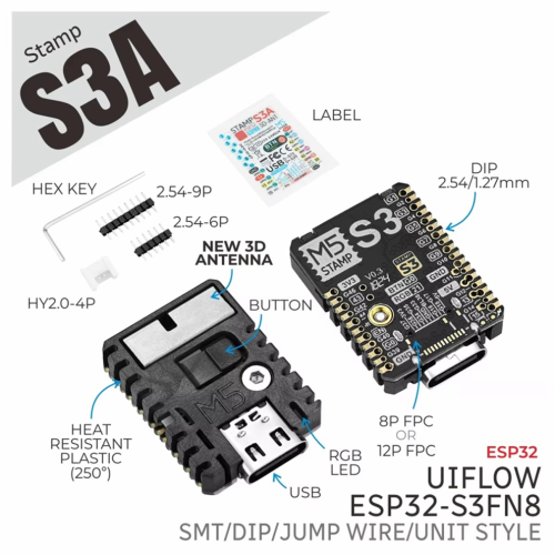 M5stamp ESP32S3A-modul StampS3A ESP32-S3 inbäddad modul 1