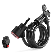 Candado para bicicleta con luz y contraseña de 5 dígitos, color negro