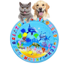 Tappetino acquatico antiscivolo a 2 strati per gatti, gioco sensoriale con pesci galleggianti, 65 cm,