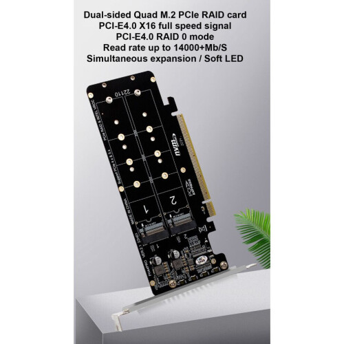 Scheda riser per server 2U PCIE X16 a M.2 M-Key NVMEx4 SSD, bifacciale 1