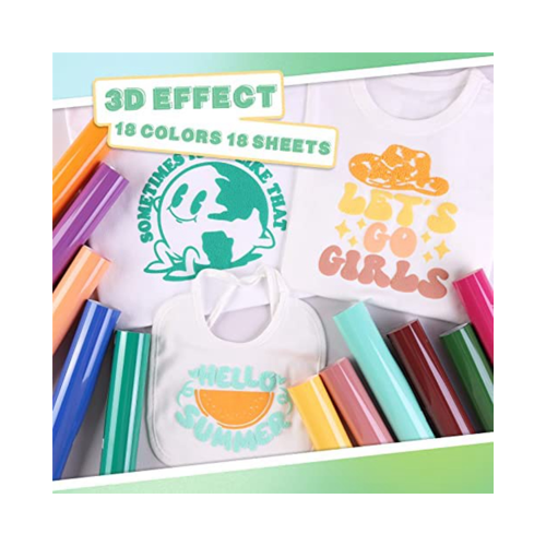 Puff Vinyl Heat Transfer - 18 Sheets 2