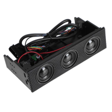Zwarte stereo surround luidspreker pc-voorpaneel computerbehuizing