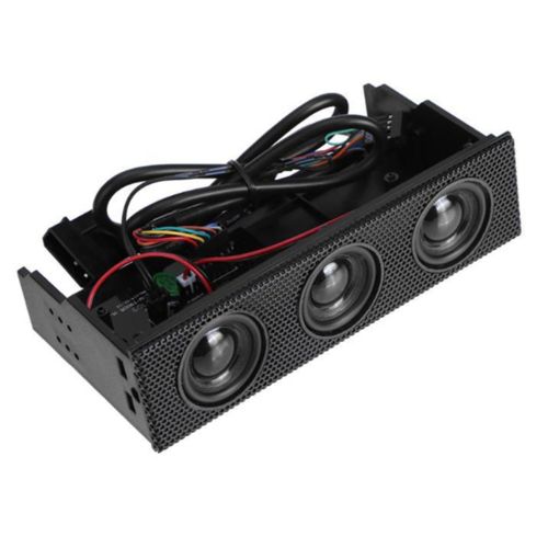 Zwarte stereo surround luidspreker pc-voorpaneel computerbehuizing