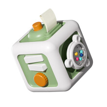 Occupied Cube Toy Baby Activity Cube Sensory Board Fine Motor Skills Montessori Toy for Toddlers Travel Toy Green