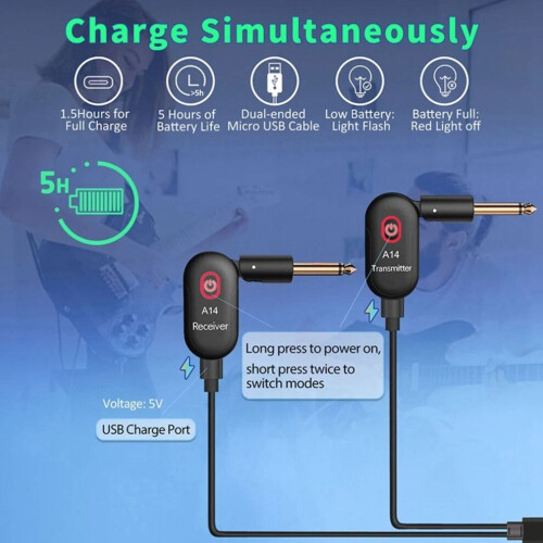 2-to-1 A14 Electric Guitar Wireless Transmitter Wireless Transceiver 2